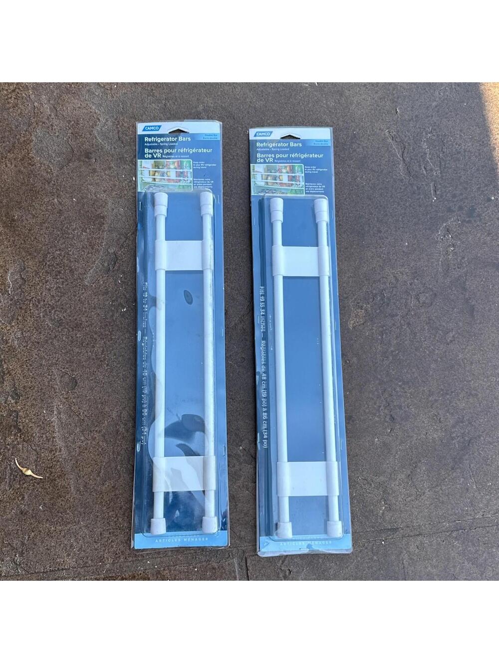 Lot Of 2 Camco 44073 Double Refrigerator Bar - 16" to 28" White Bilingual